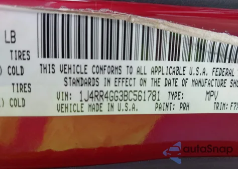 2011 Jeep Grand Cherokee Laredo из США, поврежденный, VIN 1J4RR4GG3BC561781